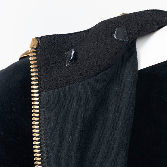 Balmain Black & White Striped Velvet Long-Sleeve Mini Dress - Picture 11 of 14